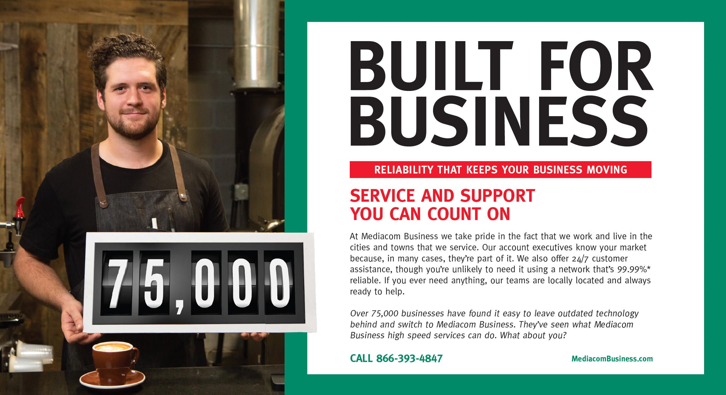 Mediacom "Built For Business" print ad