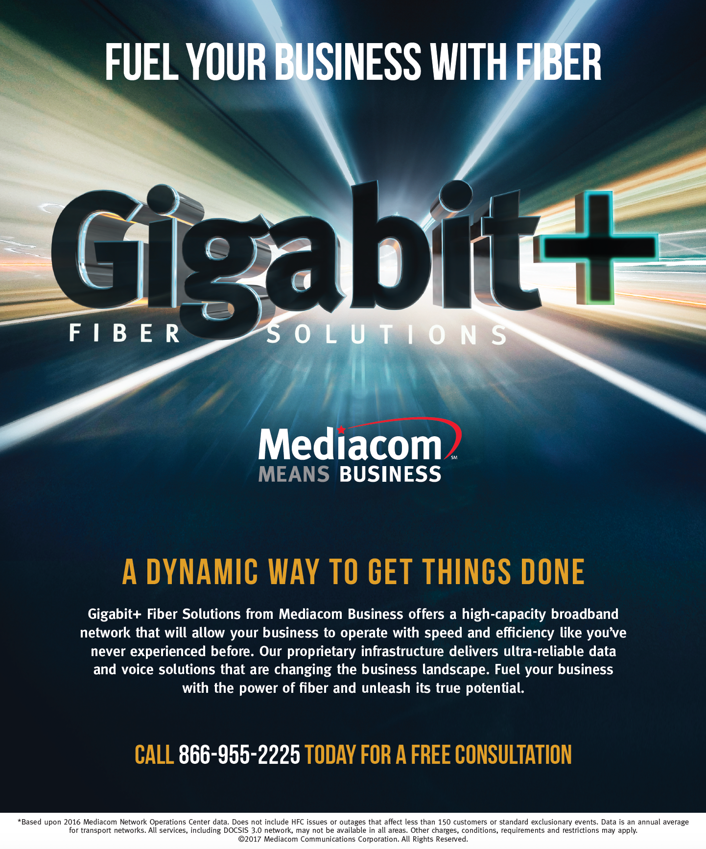 Mediacom Gigabit+ Fiber Solutions print ad